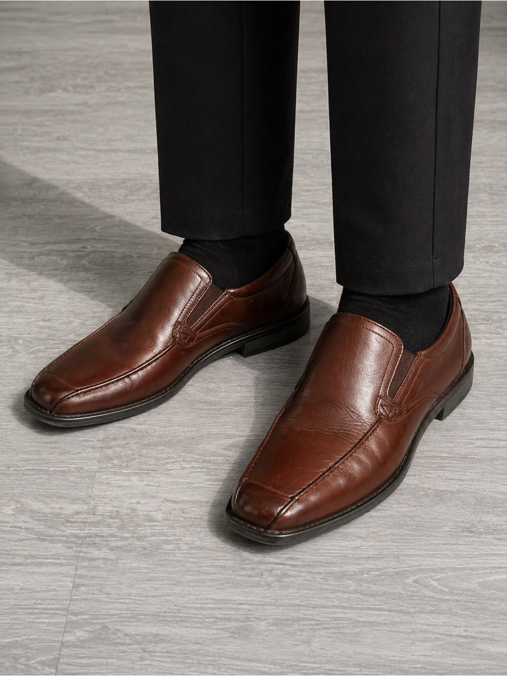 Elegant Brown Leather Slip-On Loafers
